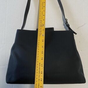 Coach Vintage Black Nylon Canvas Shoulder Bag Purse Leather Trim Slim 7412